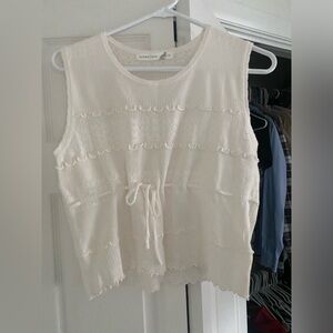 Altar’d State White Sleeveless Crop Top with Front Tie